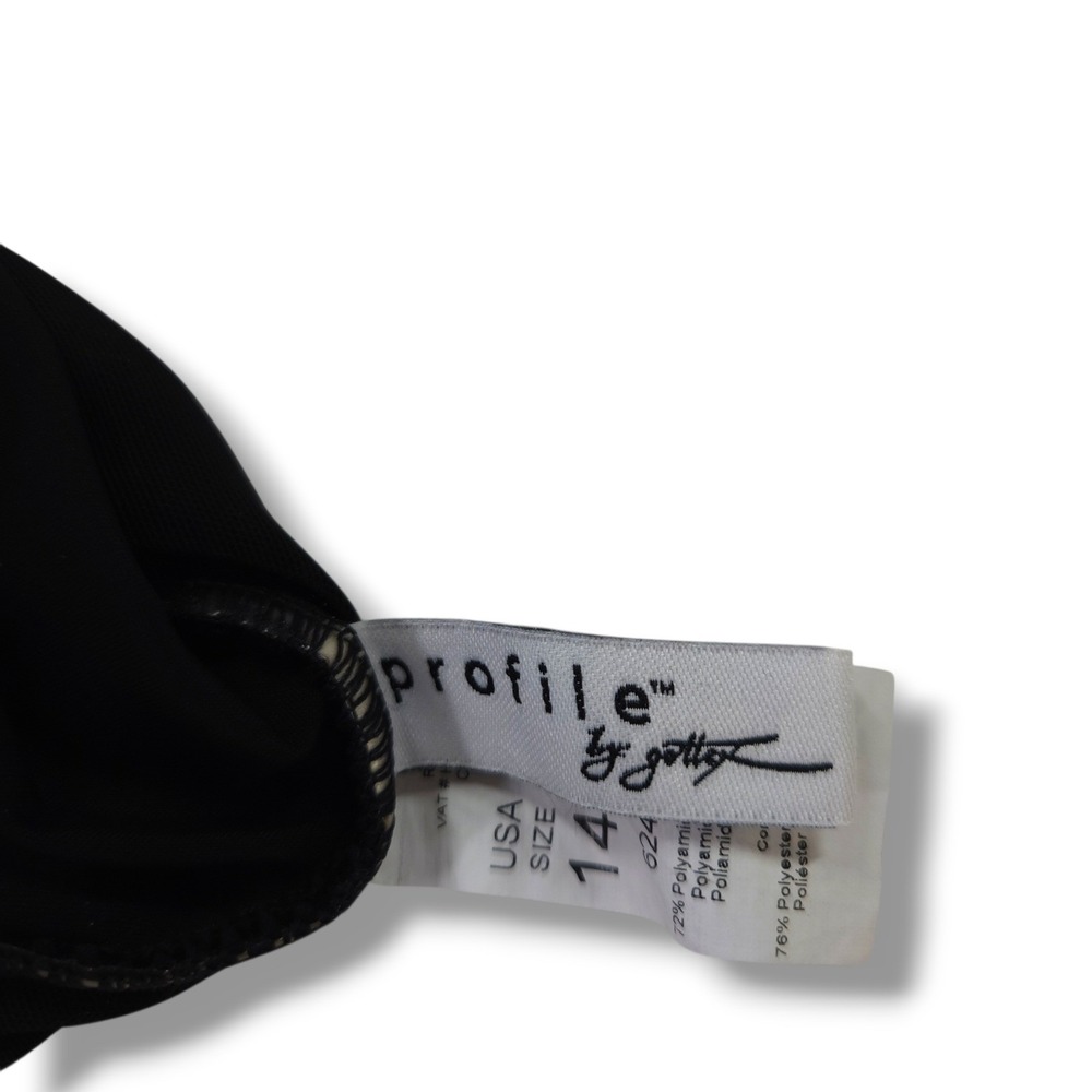 Profile By Gottex Tutti Frutti Swimdress Laser Cut Tummy Control Black White 14 - Picture 4 of 7
